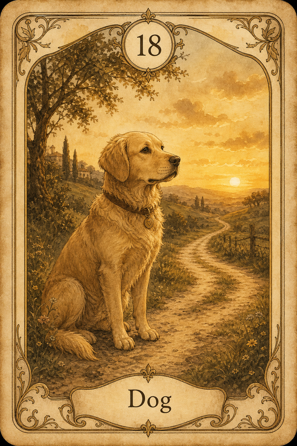 Dog Lenormand card illustration